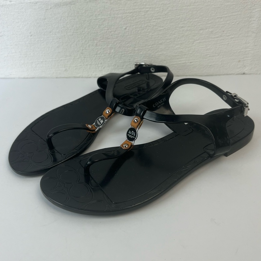 Coach Black Sandals with Silver and Brown Details - Picture 4 of 8
